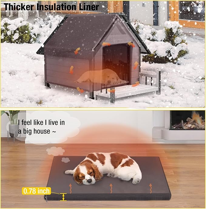 Aivituvin Dog House Outdoor With Metal Frame, Insulated Dog Kennel Outside for Small To Medium Breed, 45" Weatherproof Large Dog Shelter with Anti-Chewing Iron Frame, White (45" D x 32.9" W x 32.6" H)-Mewly Pet