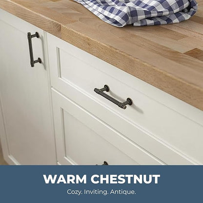 Franklin Brass - Francisco Warm Chestnut Cabinet Handles 3 Inch (3") Hole Center Pulls | Easy Install, Durable Hardware for Kitchen Cabinet Door, Drawers, Dresser Pull, Furniture (10 Pack)