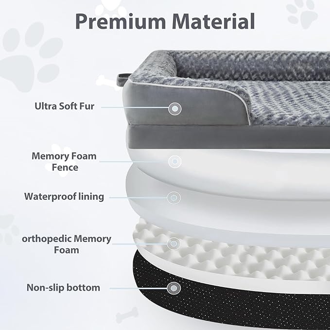 WNPETHOME Human Dog Beds for People Adults, Washable Faux Fur Nap Bed Adult Oval for People, Calming Human Size Giant Dog Bed Fits Pet Families with Storage Pocket Grey-Mewly Pet