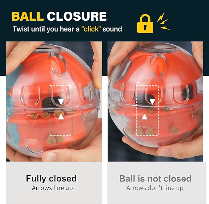 PrimePets Dog Treat Ball, Adjustable Food Dispensing Interactive Toys, Slow Feeder Treat Ball, 4.8'' Green/Red-Mewly Pet