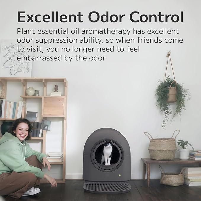 L1 Self-Cleaning Litter Box Automatic Electronic Hands-Free Smart Robot self Cleaning Litter Box - Safe Anti-Pinch,with Deodorizer and Liner and Litter Mat for Multiple Cats-Mewly Pet