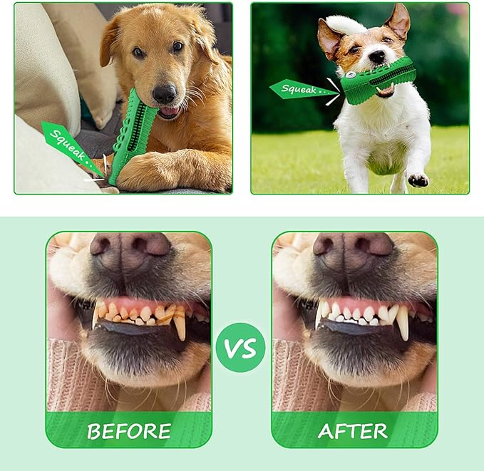 Dog Toys for Aggressive Chewers Large Medium Breed, Indestructible Dog Toothbrush Chew Toys, Squeaky Interactive Tough Extremely Durable, Dogs Toys to Keep Them Busy-Mewly Pet