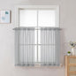 Chyhomenyc Light Grey Sheer Curtains 30 inch Length 2 Panels, Light Filtering Voile Rod Pocket Short Window Curtians for Bathroom Living Room Farmhouse Small Windows, 42Wx30L inches
