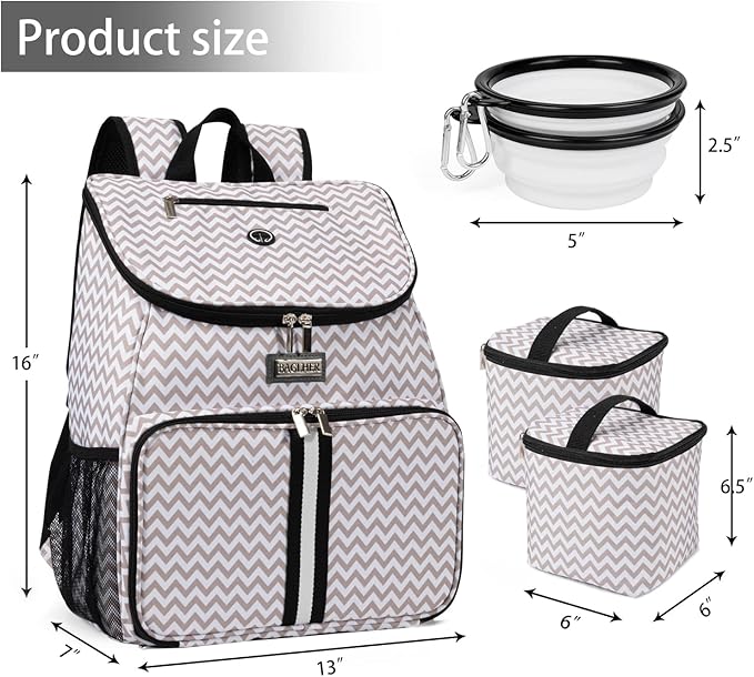 BAGLHER丨Dog Travel Bag, Airline Approved Pet Supplies Backpack, Dog Travel Backpack with 2 Silicone Collapsible Bowls and 2 Food Baskets-Mewly Pet