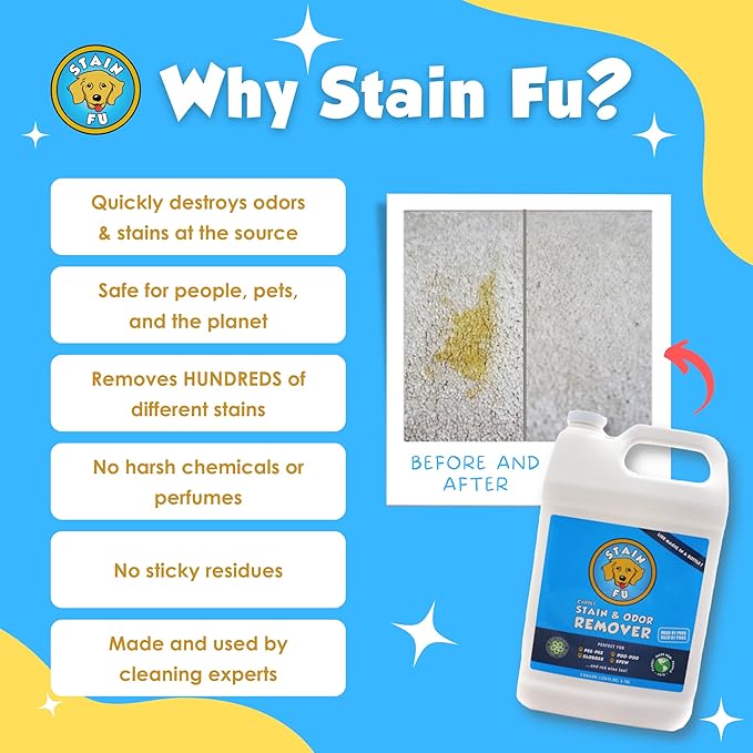 Pet Stain Odor Remover Professional Strength Powerful Eliminator for Tough Dog Cat Pet Urine Pee Poop Feces Vomit Slobber Drool Blood Wine Coffee Home Kennel Car RV Office (1 Gallon)-Mewly Pet