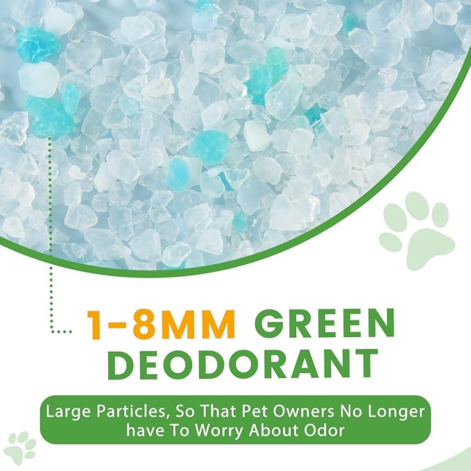 NEWORD Crystals Cat Litter Silica Gel, 14LB Bag, Superior Odor Control, Non Clumping Cat Litter, Lightweight Cleaning Crystals for Home Kitty Litter Boxes Cats Pets, Aloe Vera Fragrance-Mewly Pet
