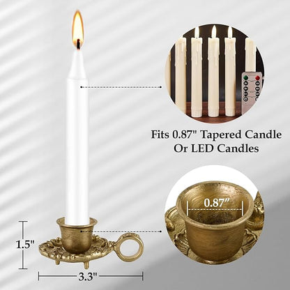 NIKKY HOME Gold Taper Candle Holders Set of 2, Vintage Metal Candlestick for Table Centerpieces, Wedding, Christmas Mantel Decor, Housewarming Gift