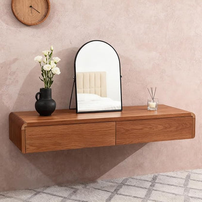 Black Metal Bedroom Mirror Vanity Countertop Makeup Mirror Arch Makeup Bathroom Mirror Rotation Framed Standing Mirrors 90°Adjustable Room Decor for Living Room,Bathroom Tabletop