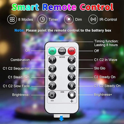 JMEXSUSS 2 Pack Color Changing Fairy Lights Battery Operated, Total 200 LED 66ft Color Changing Christmas Lights with Remote, 8 Modes Twinkle String Lights for Bedroom Decor, Warm White & Multicolor
