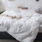 MooMee Bedding Duvet Cover Set 100% Washed Cotton Linen Like Textured Breathable Durable Soft Comfy (Solid Off White, Palatial King/Oversized King 120"x98")