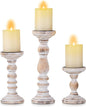 Wood Pillar Candle Holder: 3Pcs Rustic Candle Holders for Pillar Candles Wood Candle Holders Distressed Wooden Farmhouse Large Candle Holder for Fireplace Table (White, 6", 8", 12")