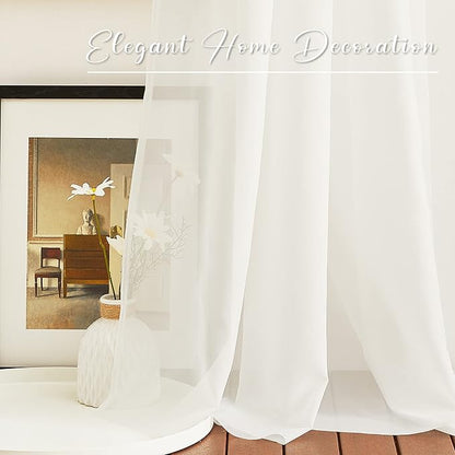 NICETOWN Beige Window Scarf Valances, Voile Fabric Canopy Curtains for Draping, Party Scarf Curtains for Birthday/Revelry, Light Beige, W60 x L216, 2 Panels