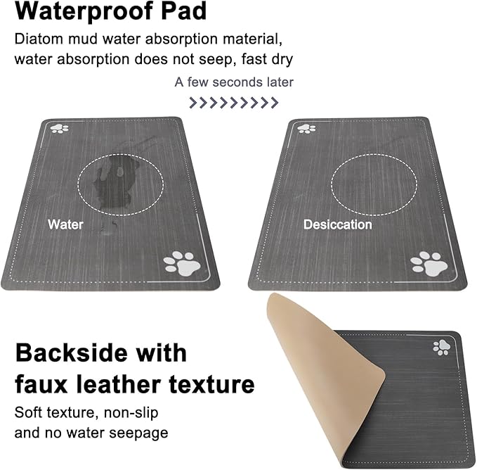 Sfozstra Automatic Gravity Water Dispenser: 5L Gray Stainless Steel Pet Bowl Waterer with Waterproof Pad - Raised Edge Water Feeder for Cats & Small Dogs Indoor/Outdoor-Mewly Pet