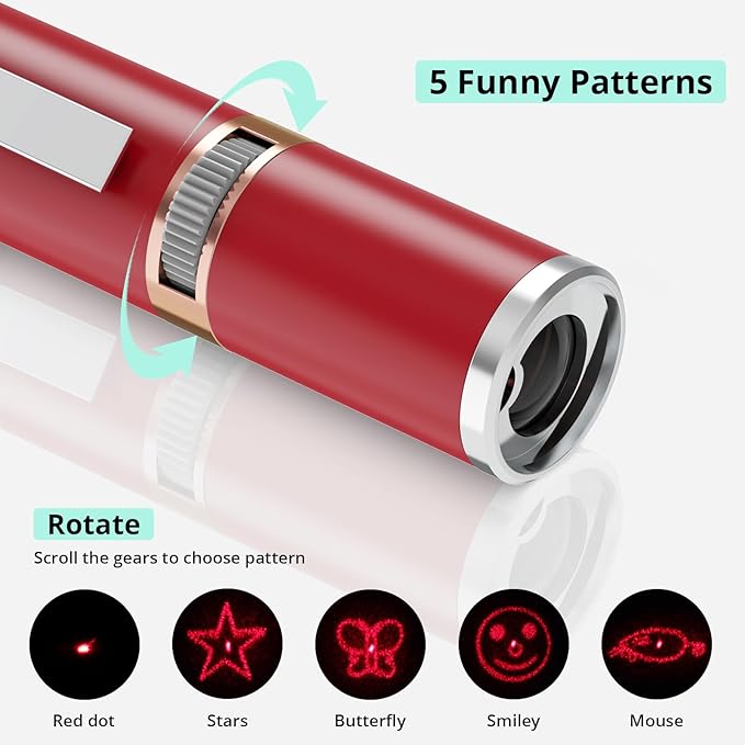 TBTeek Cat Toys for Indoor Cats, 2 Pieces, Rechargeable, 7 Adjustable Patterns, Interactive Kitten Pet Dog Chase Toy for Cats Fun Playing Exercise（Red）-Mewly Pet