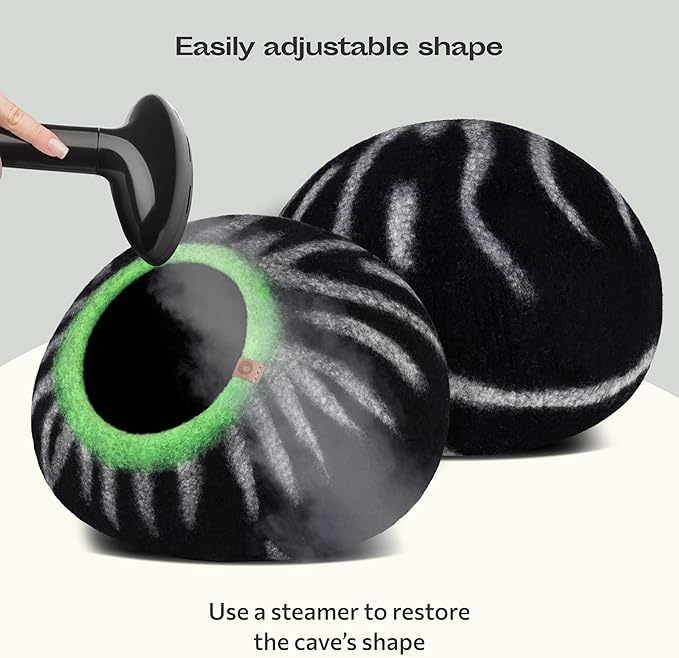 MEOWFIA Cat Cave – Premium Felt Cat Bed for Indoor Cats, Handmade 100% Merino Wool (Large, Shining Tiger)-Mewly Pet