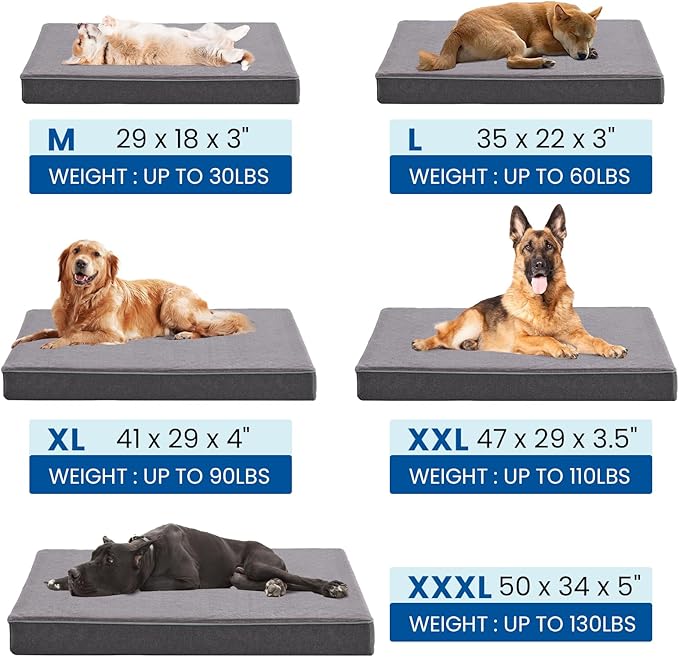 Cooling Dog Beds for Large Dogs, Orthopedic Memory Foam Dog Bed, Large Pet Beds with Washable Cover, Ideal for Arthritic Dogs Up to 65Lbs-Mewly Pet