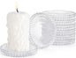 Glass Candle Holders, GOH DODD Set of 8 Crystal Pillar Plates Modern Coasters for Drinks, Centerpiece, Home Decor, Kitchen, Living Room, Patio, Wedding, Halloween, Christmas, Party, Clear