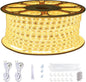 150ft Flat Outdoor Rope Lights Waterproof: 110V Cool Warm White LED Strip Light - Cuttable Connectable Lights for Deck Patio Stairs Backyards Commercial Decor Lighting, Not Tube Rope