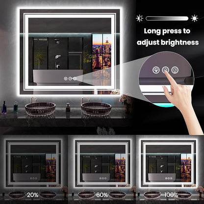 LED Mirror for Bathroom, 72"X32" with 8 RGB Backlit +3 Front Lit (Adjustable Individually), Anti-Fog, Large Lighted Bathroom Vanity Mirror for Wall,Shatterproof,Memory Function,Tempered Glass