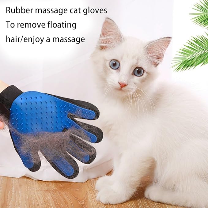 Zoocozy 2 in 1 Pet Hair Removal Glove for Cat Dog, Indoor Cat Grooming Gloves, Pet Washing Brush for Shedding Massage - Double-Sided Available(Dark Blue)-Mewly Pet