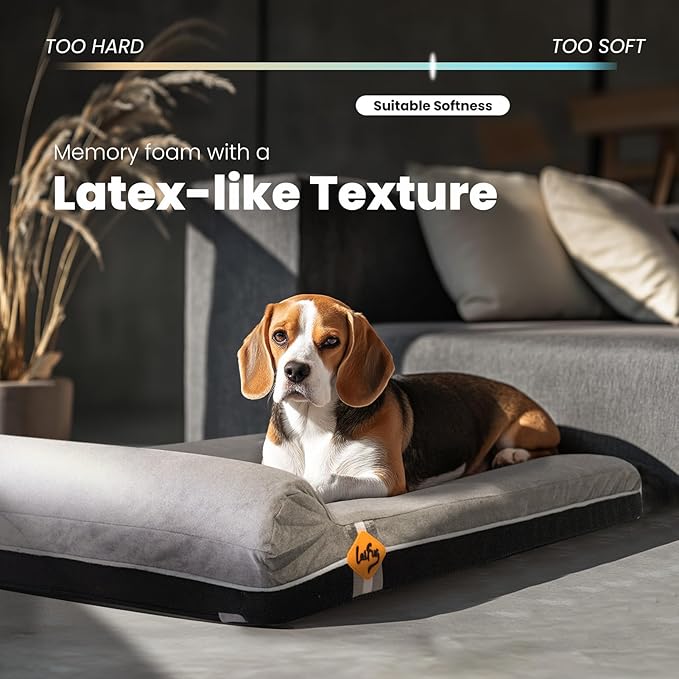 Laifug Orthopedic Memory Foam Extra Large Dog Bed with Pillow and Durable Waterproof Liner with Removable Washable Cover and Smart Design (Large (40" x 25" x 5.5"), Slate Gray)-Mewly Pet