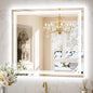 Keonjinn LED Bath Mirror 40” x 36” with Frontlit and Backlit, Stepless 3 Colors Temperature & Dimmable Vanity Mirror, UL Listed LED Driver, Double Light Strips, Anti-Fog Wall Mirror with Lights