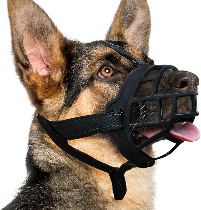 BARKLESS Dog Muzzle, Silicone Basket Muzzle for Small Medium Large Dogs, Soft Cage Mouth Cover Prevent Biting Chewing, Allow Drinking Panting, Suitable for German Shepherd-Mewly Pet