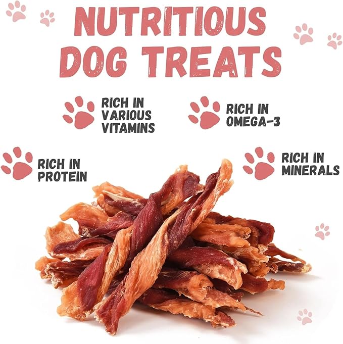 Dog Jerky Treats Triple Flavor Chicken Duck Wrapped Cod Twisted Sticks 5'', Rawhide Free Grain Free Dog Training Snacks Chews for Small Medium Large Dogs, 10.6 oz-Mewly Pet