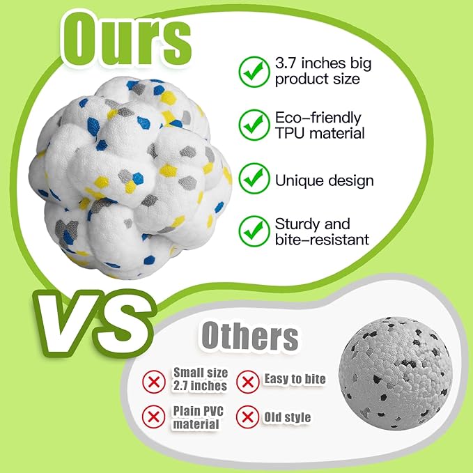 Upgrade Dog Balls Interactive Toys for Aggressive Chewers, Indestructible Tennis Durable Bouncy for Fetch Game, Lightweight Floating, White-Mewly Pet