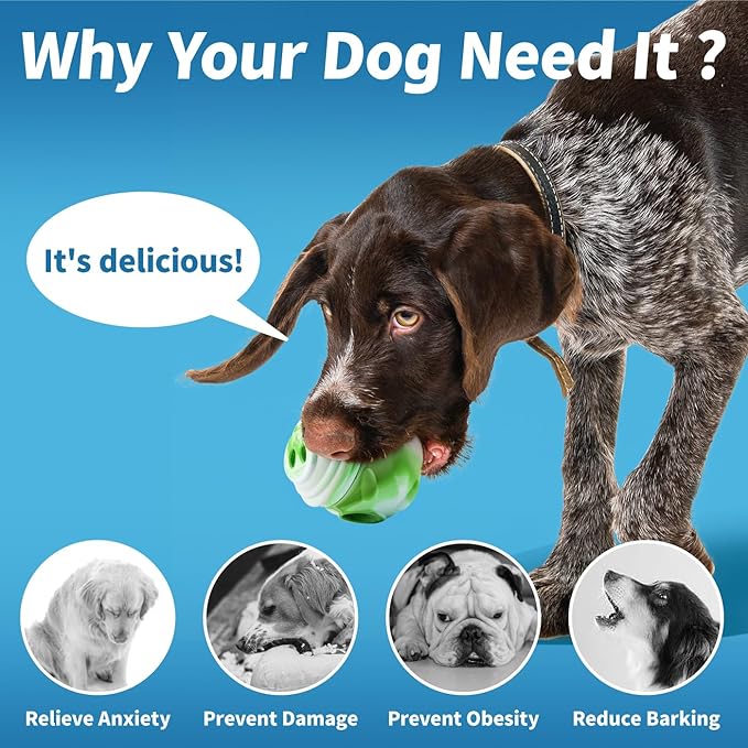 Dog Toy, Frozen Treat Toys, Treat Dispensing Chew Toy for Small Medium Large Dogs, Long-Lasting Interactive to Keep Pup Distracted & Reduces Anxiety, Freezable Fillable Dog Puzzle Toys - Green-Mewly Pet