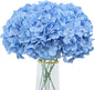 AVIVIHO Blue Hydrangea Artificial Flowers Bulk Pack of 10 Fluffy Fake Hydrangeas Silk Flower with Stems for Home Wedding Party Floral Decor Table Centerpieces Home Spring Festival Decoration