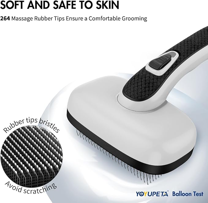 Dog Self Cleaning Slicker Brush for Shedding, Ideal for Short Long Haired Dogs, Including Cat. Removes Loose Fur, Undercoat, Mats, Tangled Hair. Suit for Large Medium Small Animal, Gray-Mewly Pet