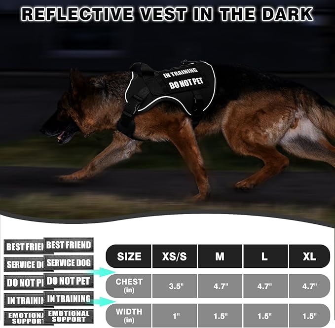 WINSEE Service Dog in Training Mesh Harness with 10 Pet Patches for Medium Dogs, Soft Air Mesh Breathable Tactical Dog Molle Vest, Reflective Military Pet Vest for Walking Hiking-Mewly Pet