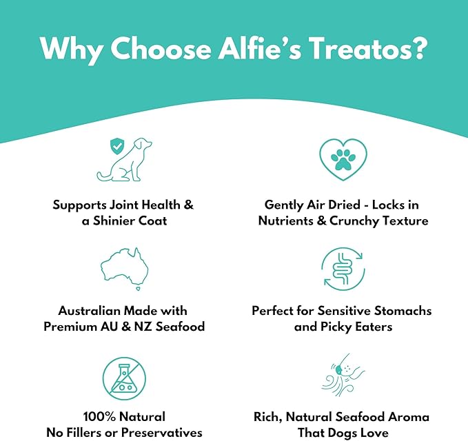 ALFIE'S TREATOS Salmon Skin Treats for Dogs & Cats (2.65 oz), Air-Dried Fish Skin Dog Treats, Omega-3 Food Topper & Training, Single Ingredient, Freeze-Dried Alternative-Mewly Pet