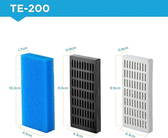 Replacement Cartridge for Fish Tank Filter TE-200 with Aquarium Filter Foam, Active Carbon and Ceramic Ring(TE200-S)-Mewly Pet