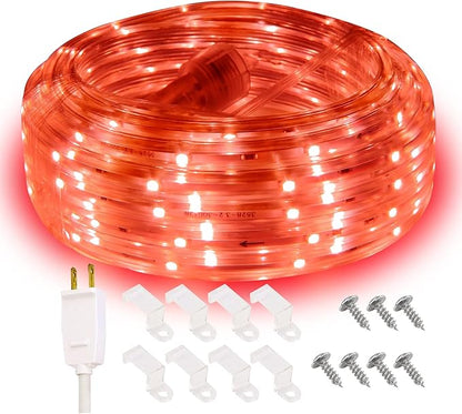 Red Rope Lights, 16.4ft Waterproof Strip Light, Indoor Outdoor Decorative Lighting for Home Christmas Holiday Garden Patio Party
