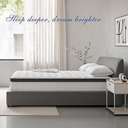Twin Mattress 12 Inch, Hybrid Twin Size Mattress in a Box, Medium Feel, 3 Layer Premium Foam with Pocket Springs for Motion Isolation and Pressure Relieving, 75"x39"x12", 100-Night Trial