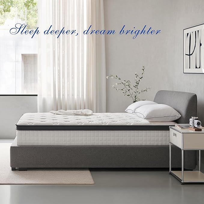 Queen Mattress 14 Inch, Hybrid Queen Size Mattress in a Box, Medium Feel, 3 Layer Premium Foam with Pocket Springs for Motion Isolation and Pressure Relieving, 80"x60"x14", 100-Night Trial