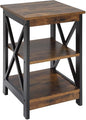Convenience Concepts Oxford End Table 15.75" - Modern Living Room Table with Storage Shelves, Transitional Nightstand Side Table for Home Decor and Display, Barnwood/Black
