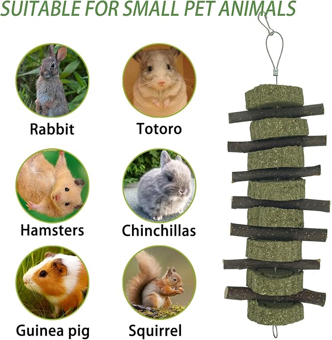 Generic Rabbit Bunny Treat Hamster Chew Toys Grass Cakes Heart Shaped Chew Toys Pets Treats for Bunny Rabbits Hamster Chinchilla Guinea Pigs 2Pcs-Mewly Pet