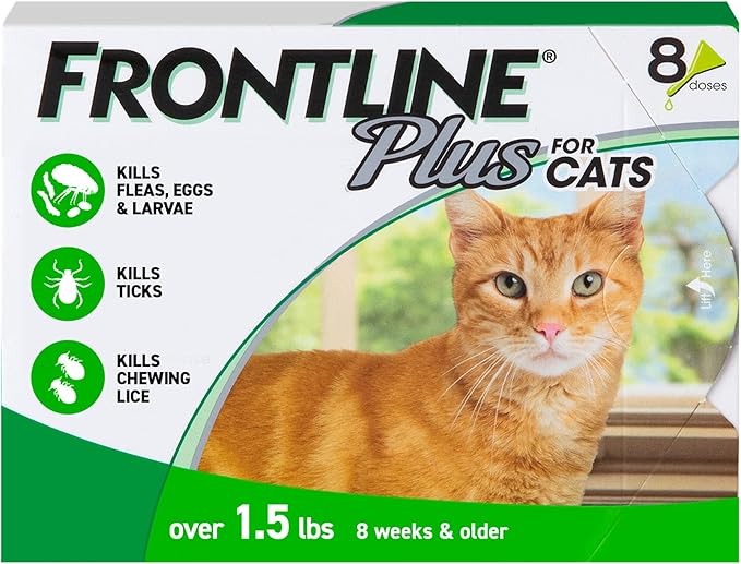 FRONTLINE Plus Flea and Tick Treatment for Cats Over 1.5 lbs. 8 Treatments-Mewly Pet