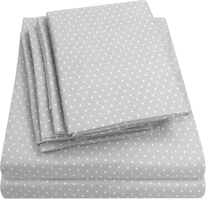 Cal King Size Bed Sheets - 6 Piece 1500 Supreme Collection Fine Brushed Microfiber Deep Pocket California King Sheet Set Bedding - 2 Extra Pillow Cases, Great Value, California King, Dot Gray