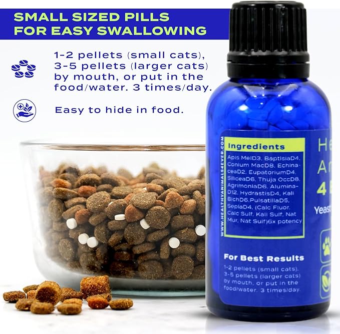 HA4E - Cat Yeast Protection - Homeopathic Support for Yeast Infections - All-Natural Preventive Care for Skin & Ear Health - 300 Tablets-Mewly Pet