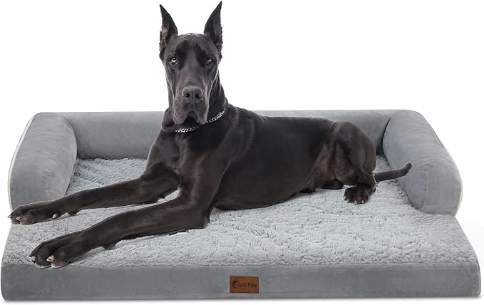 XXL Dog Bed with Bolsters, Orthopedic Dog Beds for Extra Large Dogs, Waterproof Dogs Beds XLarge with Removable Washable Cover, Nonskid Bottom (XX-Large, Grey)-Mewly Pet