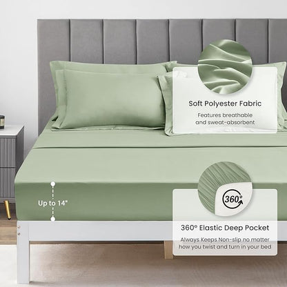 Love's cabin Twin XL Comforter Set Sage, 5 Pieces Twin XL Bed in a Bag, All Season Bedding Sets with 1 Comforter, 1 Flat Sheet, 1 Fitted Sheet, 1 Pillowcase and 1 Pillow Sham