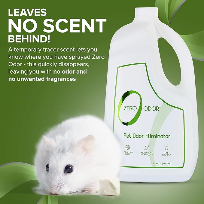 Zero Odor - Pet Odor Eliminator for strong odor, Eliminate Air & Surface Odors – Patented Molecular Technology Best For Carpet, Furniture, Beds Smell Great Again, 64oz Refill-Mewly Pet