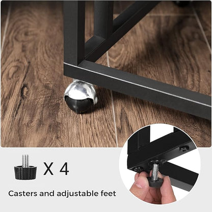 VASAGLE End Table, C Shaped TV Tray with Metal Frame Rolling Casters, Industrial Side Table for Living Room Bedroom, 19.7 x 13.8 x 23.6 Inches, Greige and Black