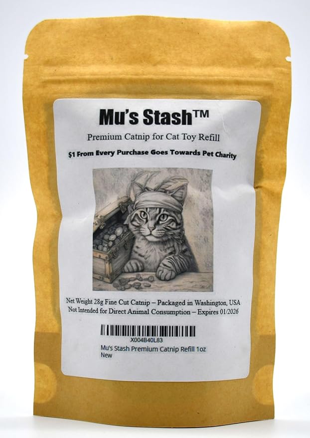 Mu's Stash Catnip for Cats and Cat Toy Refillable 1 OZ-Mewly Pet