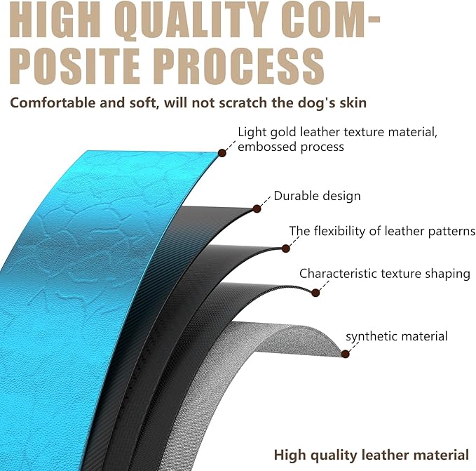 AirTag Dog Collar - Leather Dog Collar with Airtag Holder | IP68 Waterproof AirTag Holder with Metal Buckle, Comfortable GPS Dog Collars Tracker for Medium Large Dogs (Blue, M)-Mewly Pet