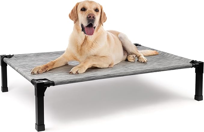 Heeyoo Elevated Dog Bed, Cooling Raised Pet Cot with Chew Proof Washable Breathable Mesh and Metal Frame, Portable Dog Cot Bed with No-Slip Feet for Outdoor or Indoor Use-Mewly Pet